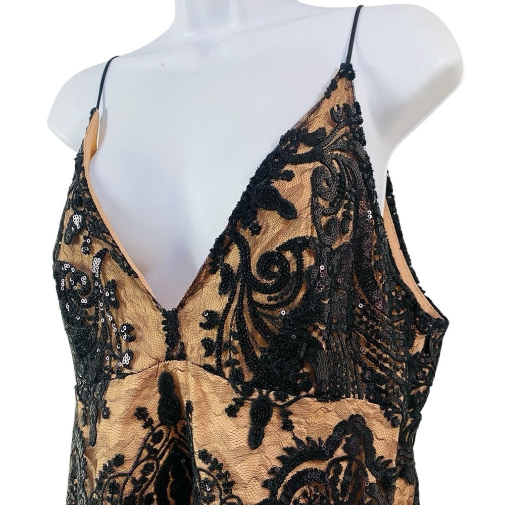 Free People Black Night Shimmers Sequin Lace Overlay Dress Size 8 - Picture 4 of 9
